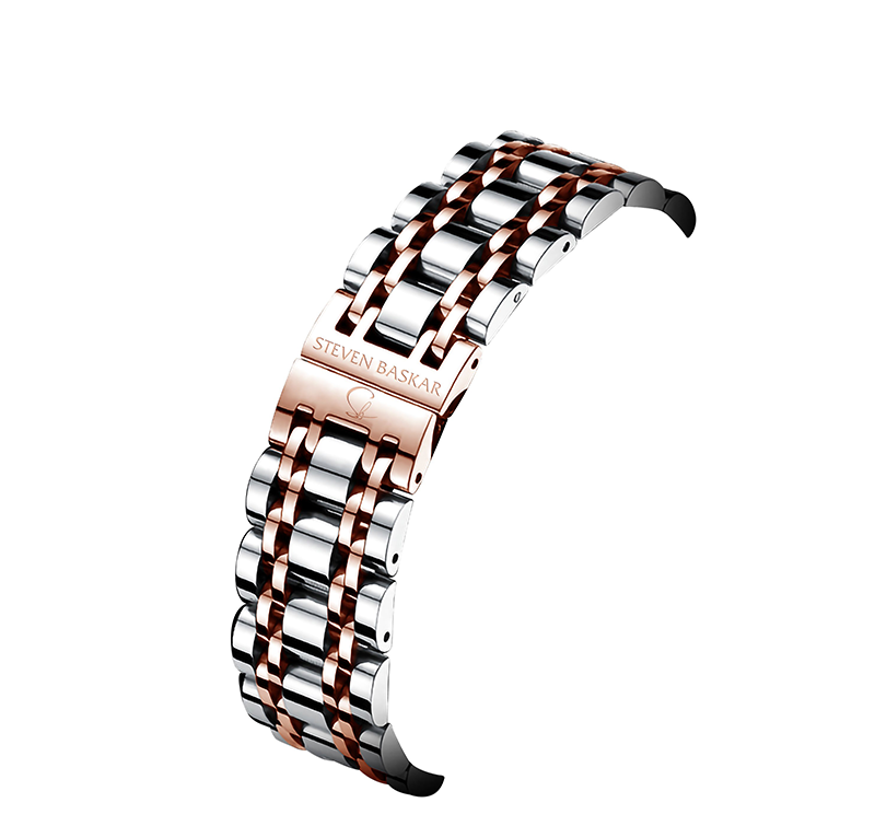 WOMEN'S SILVER & ROSE GOLD STAINLESS STEEL STRAP