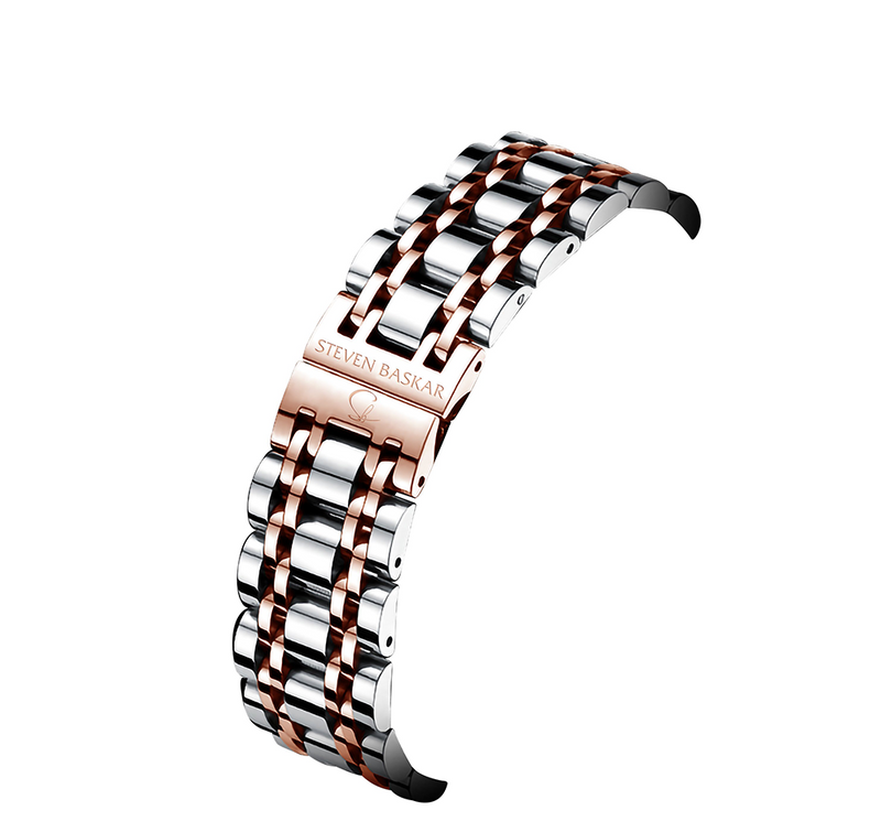 MEN'S SILVER & ROSE GOLD STAINLESS STEEL STRAP